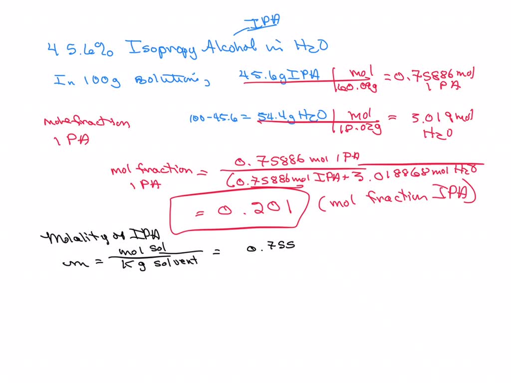 SOLVED You have a solution that is 45.6 by mass isopropyl alcohol in