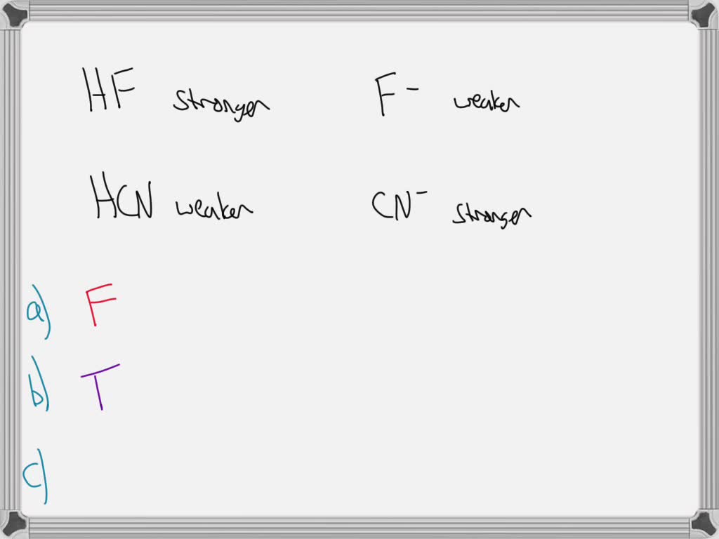 SOLVED HF is a stronger acid than HCN. Which of the following