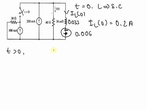 obtain-an-expression-for-it-as-labeled-in-the-circuit-diagram-of-fig884and-determine-the-power-being-dissipated-in-the-40-resistor-at-t25-ms-ir-30-ww-200ma-40-30m-100m-cfigure884-31043