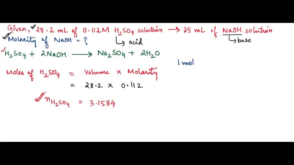 SOLVED 25.0 mL of H2SO4 solution is titrated with 25.7 mL of 0.229 M
