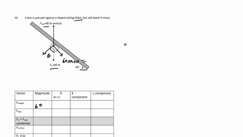 m-a-box-is-pressed-against-a-sloped-ceiling-40o-but-still-doesnt-move-begintabularccccc-hline-vector-magnitude-component-perp-component-hline-f_text-weight-hline-fapp-hline-begintabularl-f_wf_text-a-2