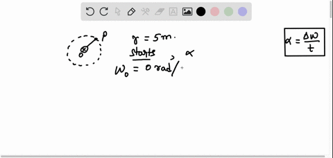a-particle-is-rotating-in-a-horizontal-plane-about-a-fixed-axis-the-radius-of-its-circular-path-is-50-m-and-it-starts-to-rotate-at-constant-angular-acceleration-from-rest-at-time-t-0-the-ang-83416