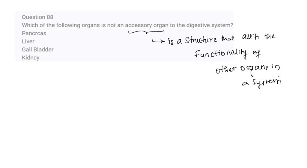 SOLVED Which of the following organs is not an accessory organ to the