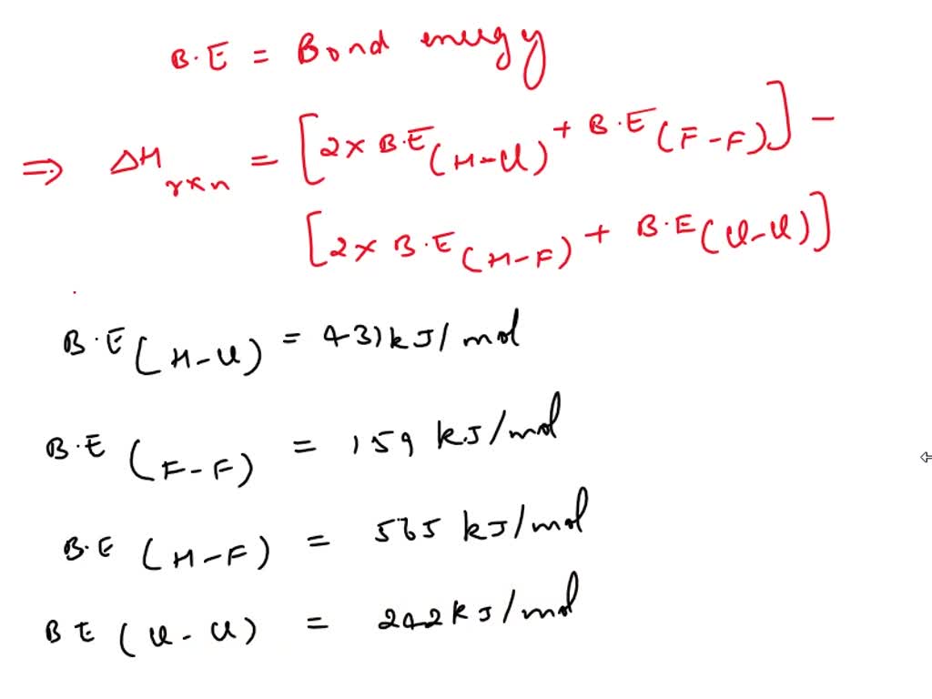 SOLVED Using the appropriate bond energies, calculate the heat of