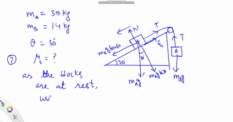 use-the-following-situation-for-the-next-two-problems_-two-boxes-labeled-and-b-are-connected-by-a-length-of-inextensible-string-that-passes-over-a-frictionless-and-massless-pulley-as-shown-i-91197