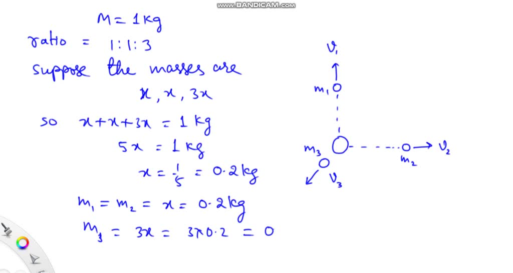 SOLVED A bomb of mass 1 kg initially at rest explodes and breaks into