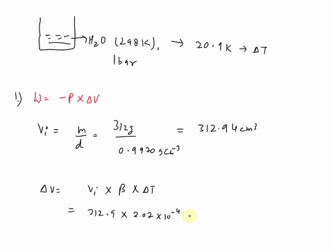 at-298-k-and-1-bar-pressure-the-density-of-water-is-09970-gcm3-and-cpm-753-j-k1-mol1-the-change-in-volume-with-temperature-is-given-by-v-vinitialt-where-the-coefficient-of-thermal-expansion-78096
