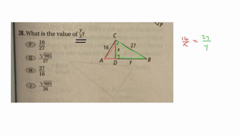 28-what-is-the-value-of-fracyx-f-frac1627-g-fracsqrt98527-h-frac2716-1-fracsqrt98526