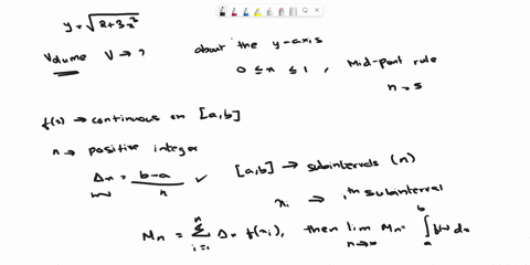 use-the-midpoint-rule-with-n5-to-estimate-the-volume-v-obtained-by-rotating-about-the-y-axis-the-region-under-the-curve-y23x3-0x1-round-your-answer-to-two-decimal-places-v-__________________-01046