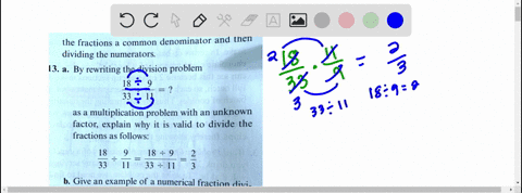 the-fractions-a-common-denominator-and-then-dividing-the-numerators-13-by-rewriting-the-division-problem-gi-i-e-4-1-18-33-as-a-multiplication-problem-with-an-unknown-factor-explain-why-it-is-05584