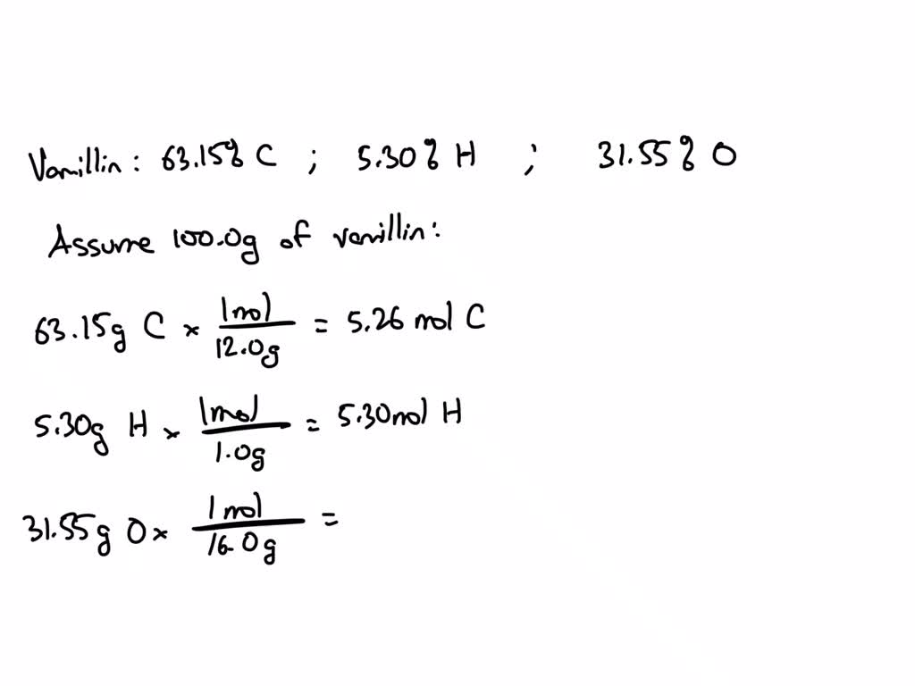 SOLVED Vanillin (responsible for the taste and smell of vanilla) is 63