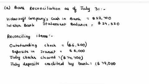 p8-5a-videosoft-company-maintains-a-checking-account-at-the-intelex-bank-at-july-31-selected-data-from-the-general-ledger-account-and-the-bank-statement-are-as-followscash-in-bankper-books-p-25452