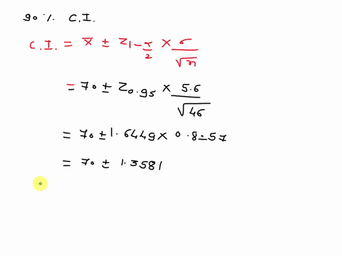 you-measure-46-textbooks-weights-and-find-they-have-a-mean-weight-of-70-ounces-assume-the-population-standard-deviation-is-56-ounces-based-on-this-construct-a-90-confidence-interval-for-the-40003