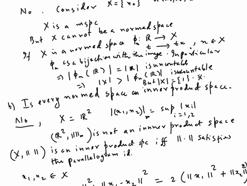 for-each-of-the-following-statements-determine-whether-or-not-it-is-true-if-it-is-true-prove-it-if-it-is-false-give-a-counterexample-and-explain-a-a-metric-space-is-necessarily-a-normed-spac-58082