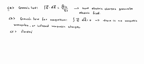 in-your-own-words-write-an-explanation-of-each-of-maxwells-equations-and-the-lorentz-force-describe-what-each-equation-is-saying-gauss-law-eda-q-gauss-law-for-magnetism-b-da-0-e-d5-ddm-farad-65419