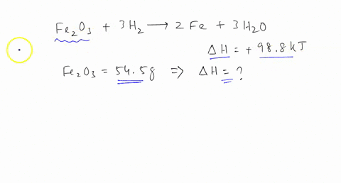 the-following-thermochemical-equation-is-for-the-reaction-of-ironiii-oxides-with-hydrogeng-to-form-irons-and-waterg-fe2o3s-3h2g2fes-3h2og-h-988-kj-when-545-grams-of-ironiii-oxides-react-with-59553