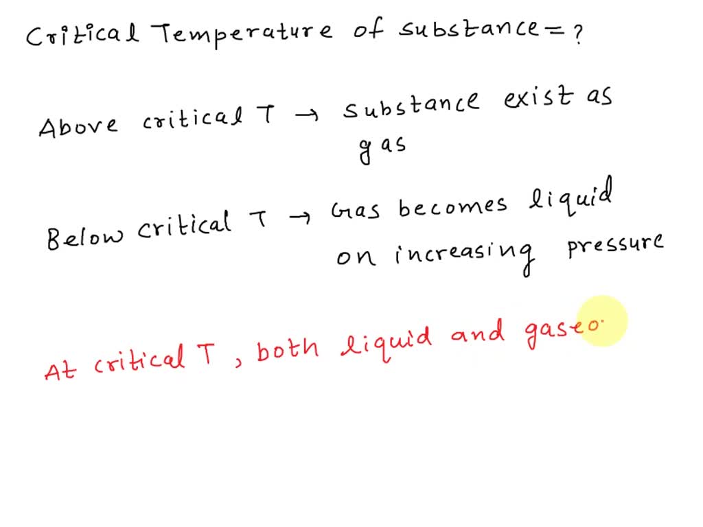 SOLVED he critical temperature of a substance is the The critical