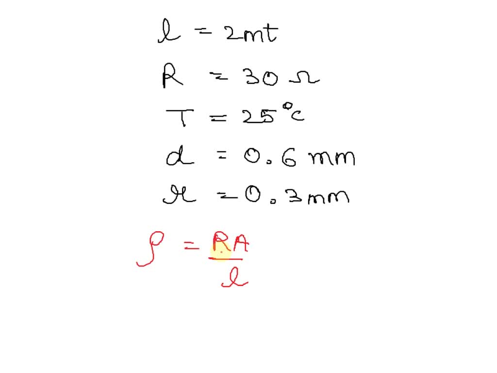 resistance of a metal wire of length 2 metre is 30 ohm at the