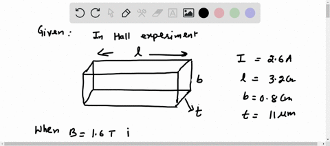 in-a-hall-effect-experiment-a-current-of-26-a-sent-lengthwise-through-a-conductor-08-cm-wide-32-cm-long-and-11m-thick-produces-a-transverse-across-the-width-hall-voltage-of-118-v-when-a-magn-81172