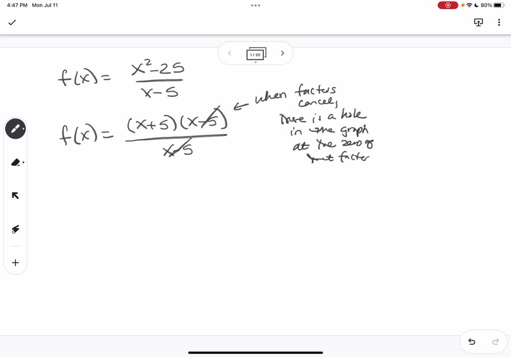 SOLVED: Identify vertical asymptotes and removable discontinuities of ...