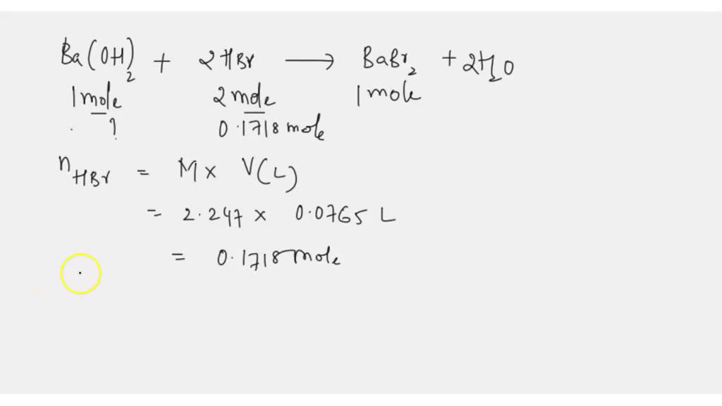 SOLVED What volume (in ml) of 0.8 M barium hydroxide would neutralize
