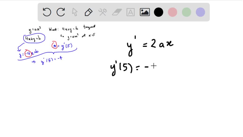 SOLVED: For What Values Of A And B Is The Line 4x + Y = B Tangent To ...