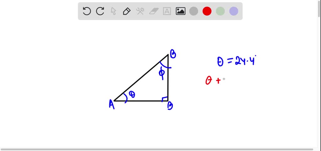 SOLVED: A right angle triangle has one angle (theta) of 24.4 degrees ...