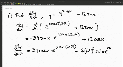 1-find-d2ydx2-y-92-cosx-12sinx-2-let-tan-1-square-root-5x2-1-3-find-the-derivative-of-fx-in3cosx