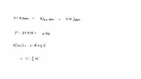 cars-arrive-at-highway-rest-area-according-to-poisson-process-with-rate-per-hour-what-is-the-probability-that-more-than-one-car-arrives-within-an-interval-of-duration-3-minutes-select-one-00-77973