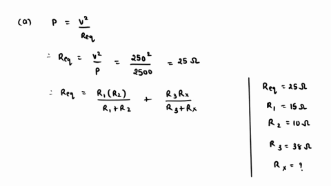 6-for-the-circuit-shown-in-figure-calculate-a-the-value-of-resistor-rx-such-that-the-total-power-dissinated-in-the-circuit-is-25-kw-and-b-the-current-flowing-in-each-of-the-four-resistors-8-66672