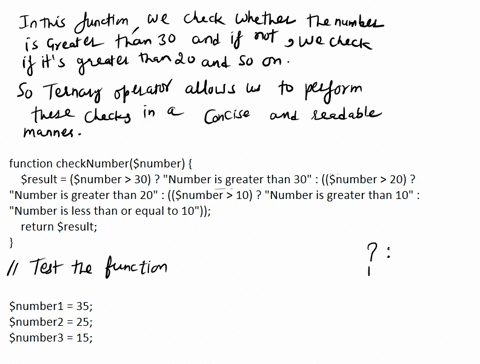 write-a-php-function-to-test-whether-a-number-is-greater-than-30-20-or-10-using-ternary-operator-37316