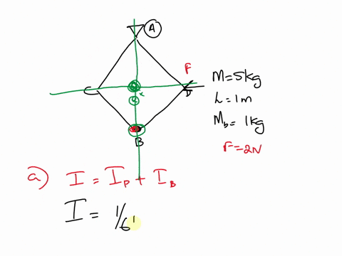question225marks-figure-2-shows-a-uniform-square-plate-acbd-hinged-at-a-having-a-mass-of-5-kg-with-each-side-of-the-square-plate-having-a-length-of-1-m-a-point-mass-b-of-1-kg-is-attached-at-37945