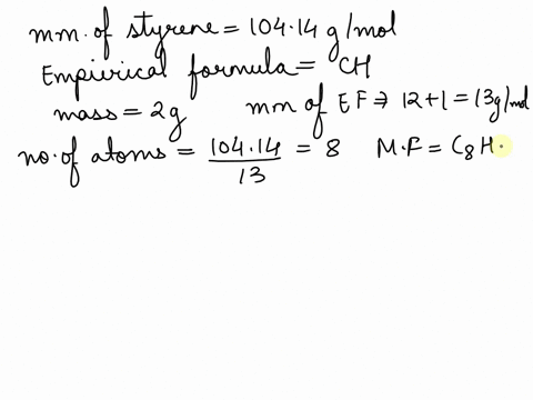 the-empirical-formula-of-styrene-is-ch-the-molar-mass-is-10414-gmol-what-is-number-of-h-atoms-are-present-in-a-200g-sample-of-styrene-select-one-a-463-x-1022-b-185-x-1023-c740-x-1023-d-925-x-41983