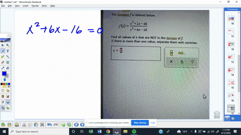 the-function-f-is-defined-below-fl-2-48-r6r-16-find-all-values-of-x-that-are-not-in-the-domain-of-f-if-there-more-than-one-value-separate-them-with-commas-8-d0-59763