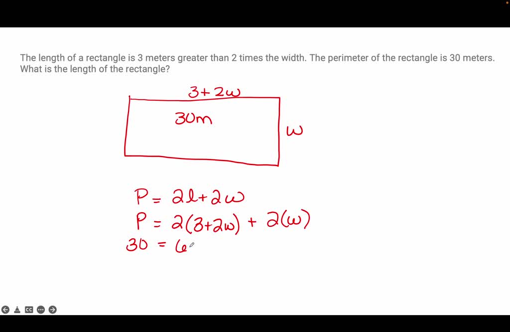 SOLVED A Rectangle Has A Perimeter Of 30 Inches Its Length Is One 