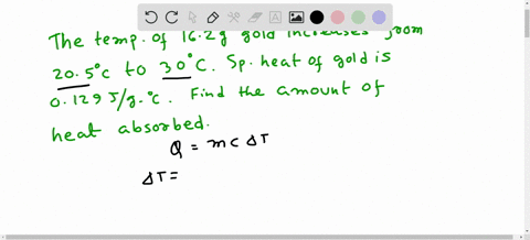 the-temperature-of-a-162g-sample-of-gold-increases-from-205c-to-30c-if-the-specific-heat-of-gold-is-0129jg-k-how-many-joules-of-heat-are-absorbed-23304