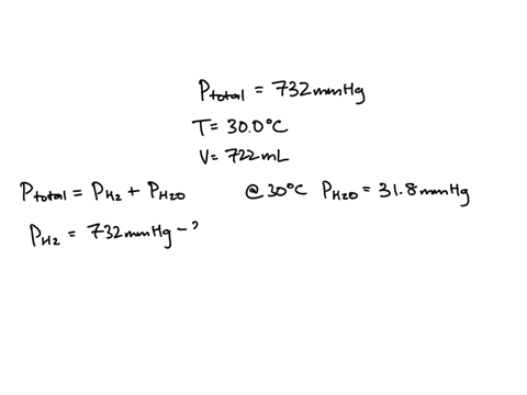 the-hydrogen-gas-formed-in-a-chemical-reaction-is-collected-over-water-at-300-c-at-a-total-pressure-of-732-mmhg-what-is-the-partial-pressure-of-the-hydrogen-gas-collected-in-this-way-if-the-68012