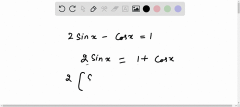 2sinx-cosx-1-solve-the-equation-for-all-solutions-over-the-interval-0-x-2pi-93623