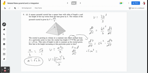 square-pyramid-crystal-has-a-square-base-with-sides-of-length-a-and-the-height-of-the-top-vertex-from-the-base-given-by-h-the-volume-of-the-a2h-pyramid-crystal-is-given-by-v-the-crystal-is-g-34648