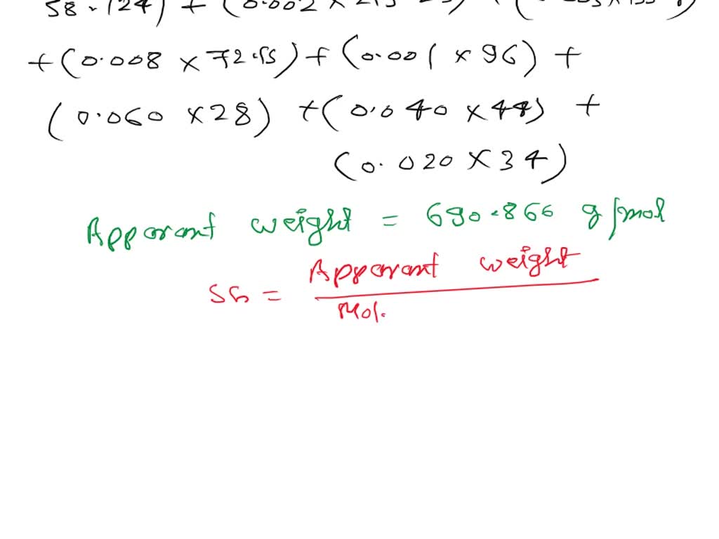 SOLVED: 2.3 For the gas composition given below, determine apparent ...