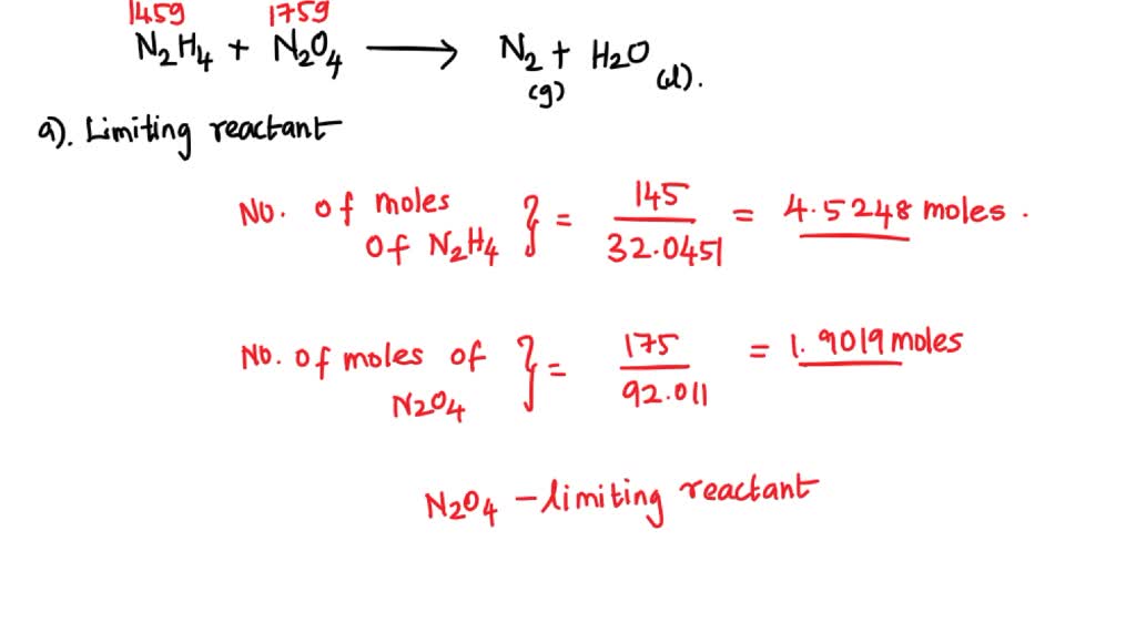 SOLVED: 'The 4.) Finding The Limming Excea Reaction B. The Following ...