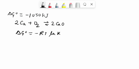 1-the-standard-gibbs-free-energy-change-of-the-following-reaction-at-800-c-is-1050-kj-use-the-given-information-to-calculate-the-oxygen-pressure-in-equilibrium-with-the-reaction-at-the-same-80135
