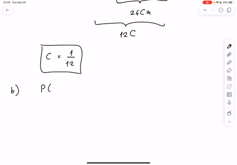 the-joint-density-function-for-a-pair-of-random-variables-x-and-y-is-given-round-your-answers-to-four-decimal-places-fx-y-cx1-y-if-0-x-1-0-y-6-0-otherwise-a-find-the-value-of-the-constant-c-39258