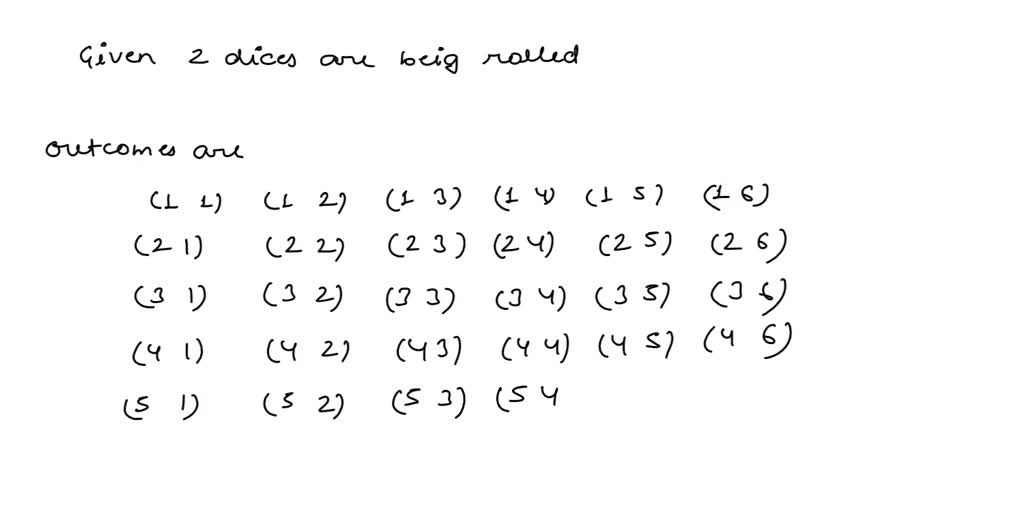 SOLVED Two dice are rolled. Determine the probability of the following