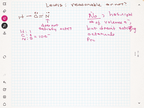 begintabularcc-hline-proposed-lewis-structure-is-the-proposed-lewis-structure-reasonable-hline-mathrmh-ddotmathrmcddotmathrmn-begintabularl-yes-no-it-has-the-wrong-number-of-valence-electrons-the-corr