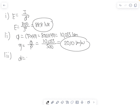 texts-1-a-500-w-lamp-having-cp-of-800-is-suspended-3-m-above-the-working-plane-calculate-i-illumination-directly-below-the-lamp-at-the-working-plane-ii-lamp-efficiency-iii-illumination-at-a-45733