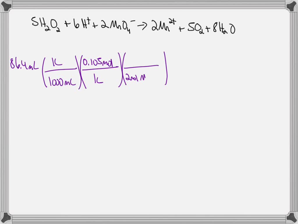 SOLVED The amount of hydrogen peroxide (H2O2) in a sample of hair
