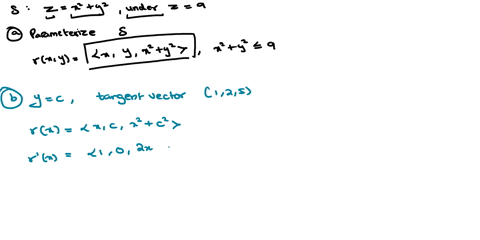 let-s-be-the-surface-that-is-the-pant-of-the-paraboloid-22-y2-that-lies-under-the-plane-z-9-a-find-the-parameterization-of-s-that-uses-and-y-as-parameters-rzy-t9-x2y2-x2y2-9-the-curves-y-det-59674