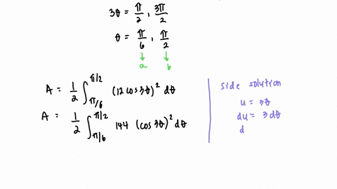find-the-area-enclosed-by-one-leaf-of-the-rose-r-12-cos-3-theta