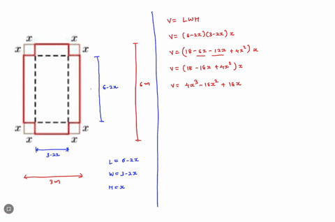 question-20-815-abox-with-an-open-top-is-to-be-constructed-froma-6m-3m-rectangular-metal-sheet-by-cutting-o-out-a-square-from-eachof-thefour-corners-and-bending-up-the-sides-find-the-dimensi-27619